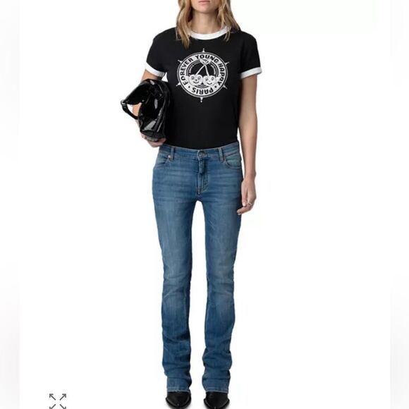 Zadig & Voltaire Walk Diamante Insignia Tee NWT - Picture 1 of 14